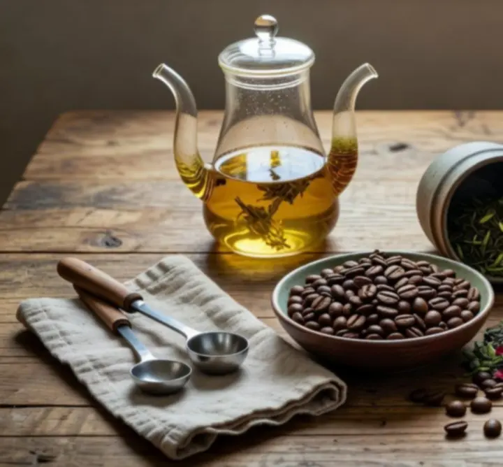 Artisan kávé- és teakészítési rituálé elegáns eszközökkel